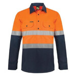 Mens Lightweight Half Placket Vented Cotton Drill Shirt With Semi Gusset Sleeve