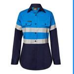 Womens Hi Vis Vented Cotton Drill Shirt CSR Reflective Tape