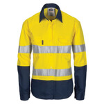 Womens Hi Vis Cool Breeze Cotton Long Sleeve Shirt with CSR R/Tape