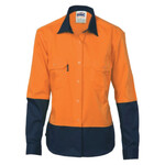 Womens HiVis 2 Tone Cool-Breeze Cotton Long Sleeve Shirt