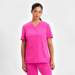 Womens Pink V-Neck Scrub Top