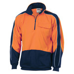 Mens Hi Vis Two Tone Half Zip Hi-Neck Panel Fleecy Windcheater