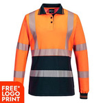 Womens Hi Vis Cotton Comfort Polo Shirt Long Sleeve