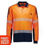 Mens Hi Vis Flux Segmented Tape Long Sleeve Polo