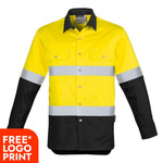 Mens Hi Vis Spliced Industrial Shirt Hoop Taped