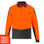 Mens Hi Vis Flux Long Sleeve Polo