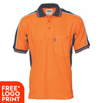 Mens Poly Cotton Contrast Panel Polo