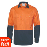 Two Tone Close Front Cotton Drill Shirt Gusset Sleeve