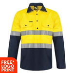 Mens Lightweight Half Placket Vented Cotton Drill Shirt With Semi Gusset Sleeve