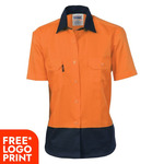 Womens HiVis 2 Tone Cool-Breeze Cotton Short Sleeve Shirt